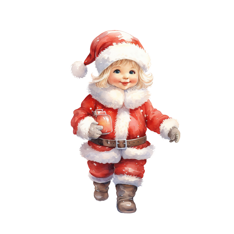 AI generated Baby Santa For Christmas Event. Watercolor Style. AI Generated png