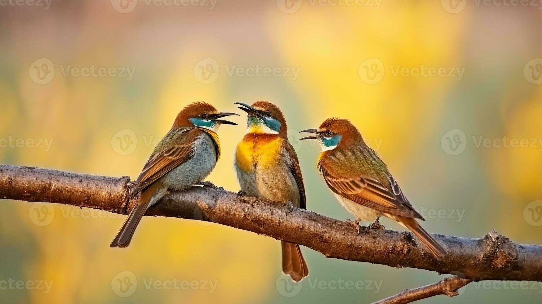 aves en pie en árbol rama, generativo ai foto