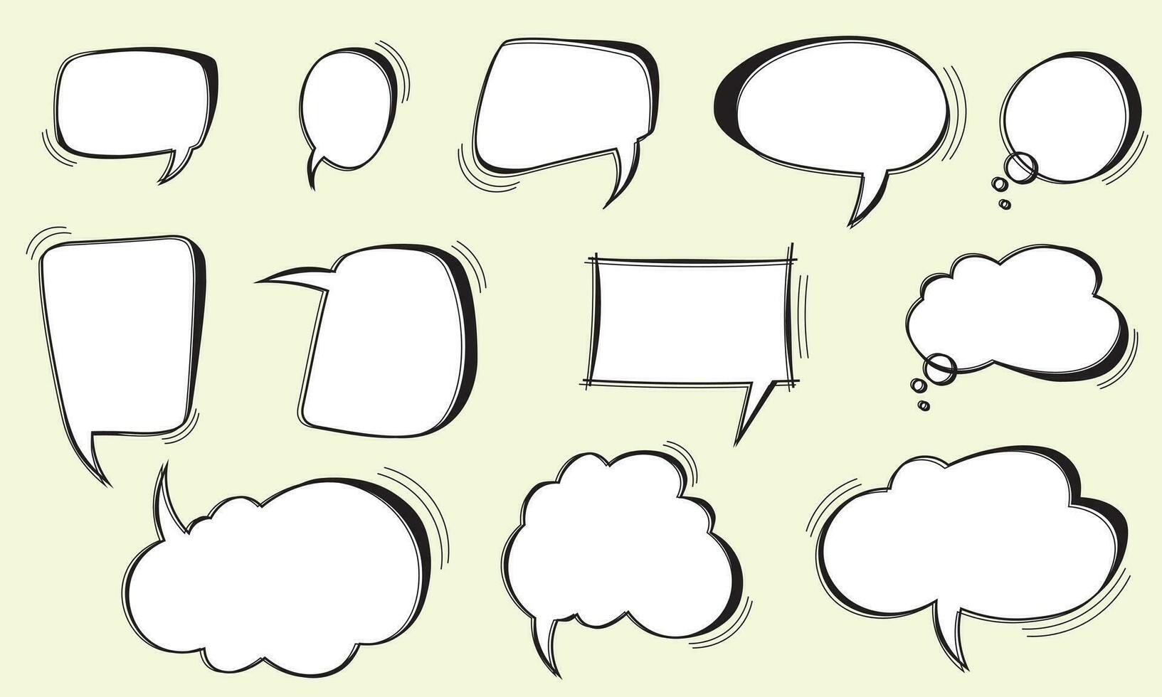 Set hand drawn speech bubble or chat bubble. vector