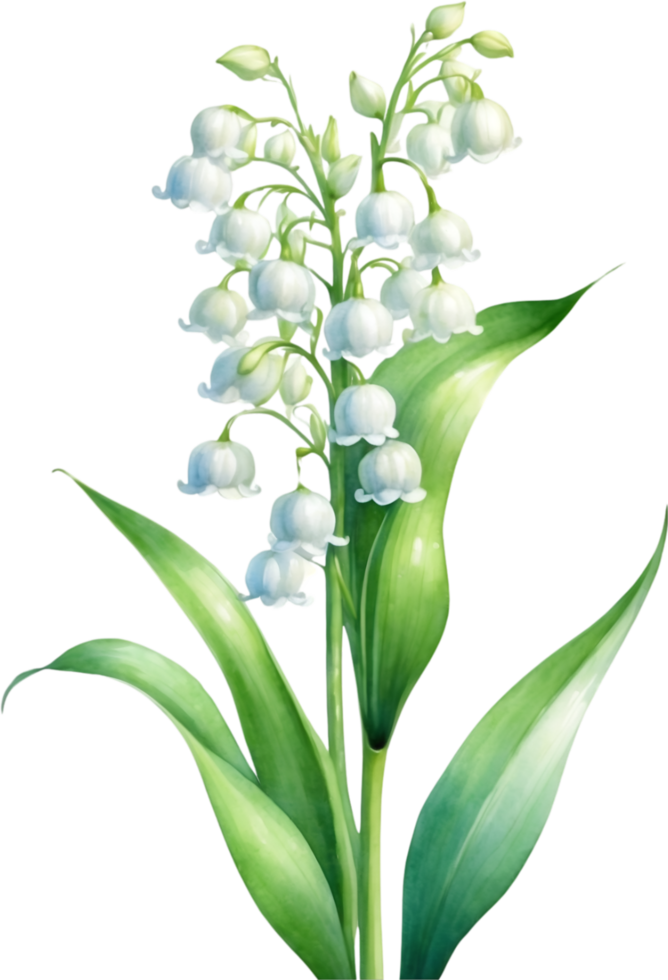 AI generated Watercolor paintings of Lily of the Valley flowers. Ai-Generated. png