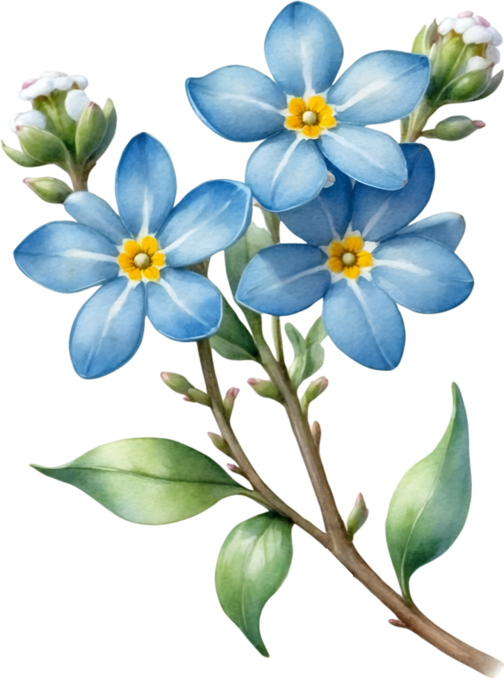 AI generated Watercolor paintings of Wood forget-me-not flowers. Ai-Generated. png