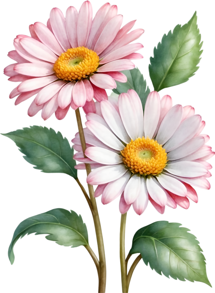 AI generated Watercolor paintings of Daisy and flowers. Ai-Generated. png