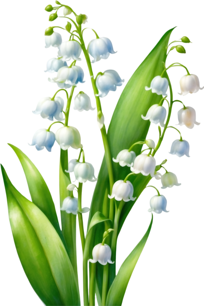 AI generated Watercolor paintings of Lily of the Valley flowers. Ai-Generated. png