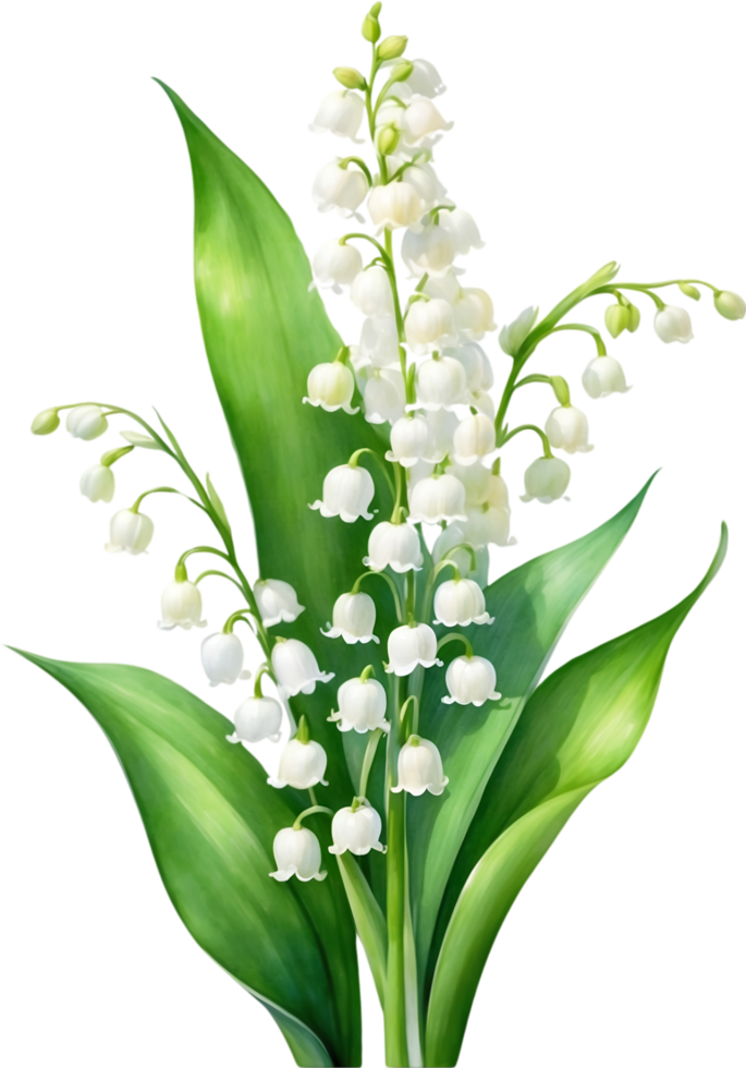 AI generated Watercolor paintings of Lily of the Valley flowers. Ai-Generated. png