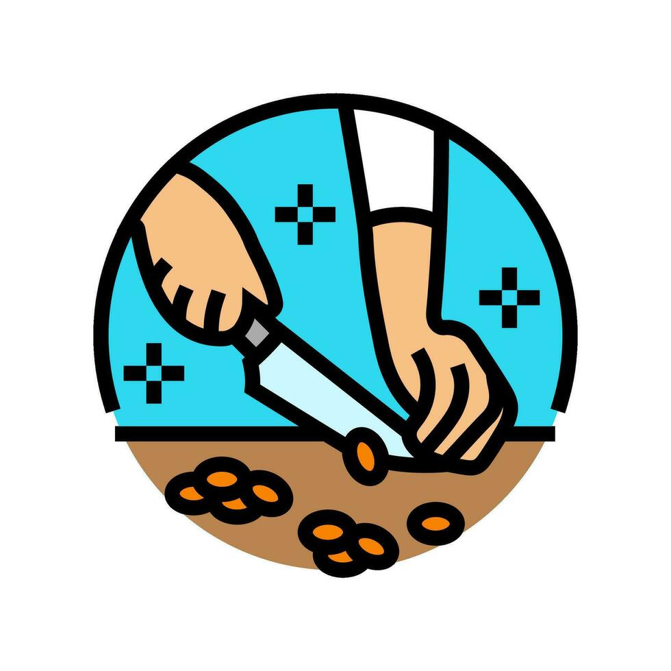 knife skills restaurant chef color icon vector illustration