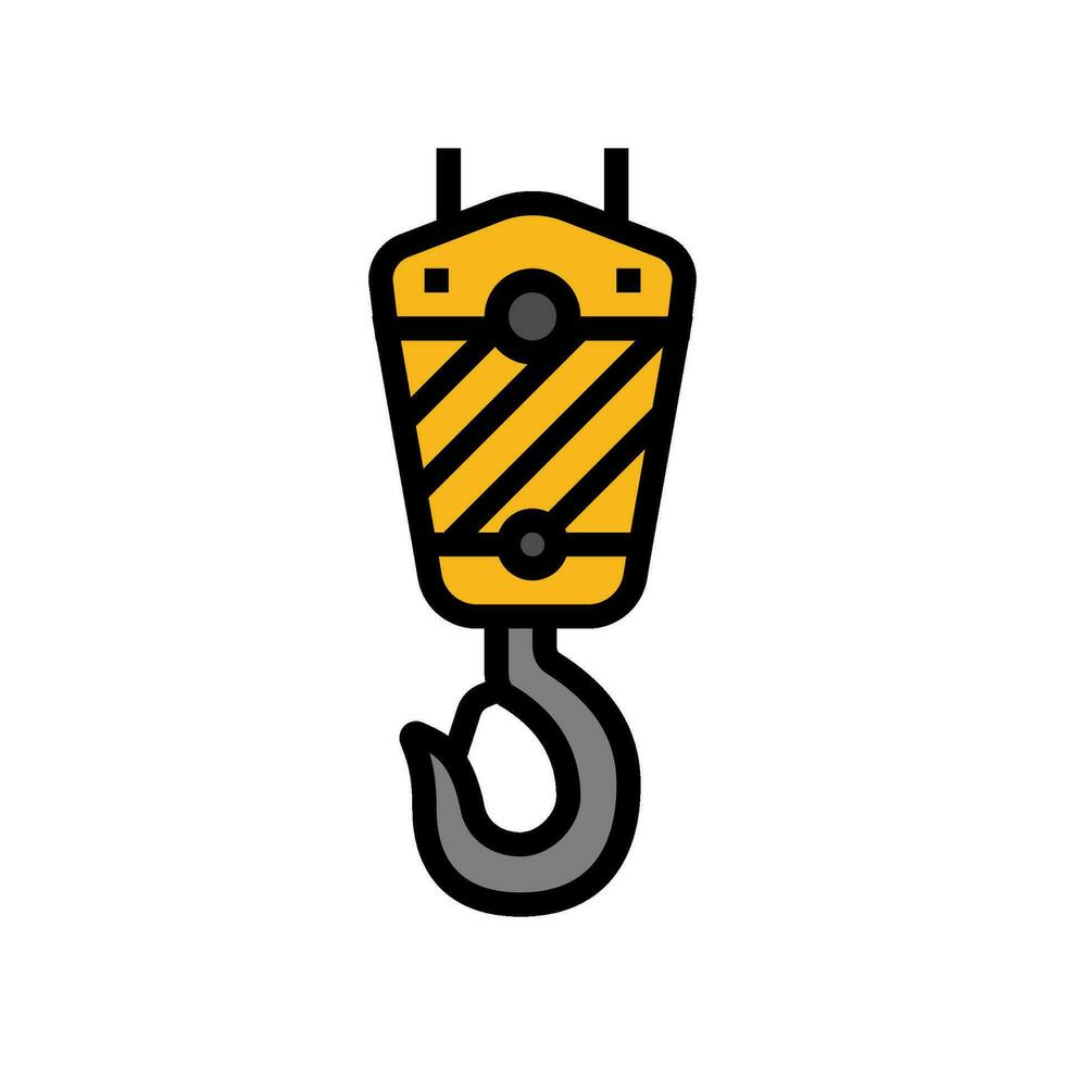 crane hook construction vehicle color icon vector illustration
