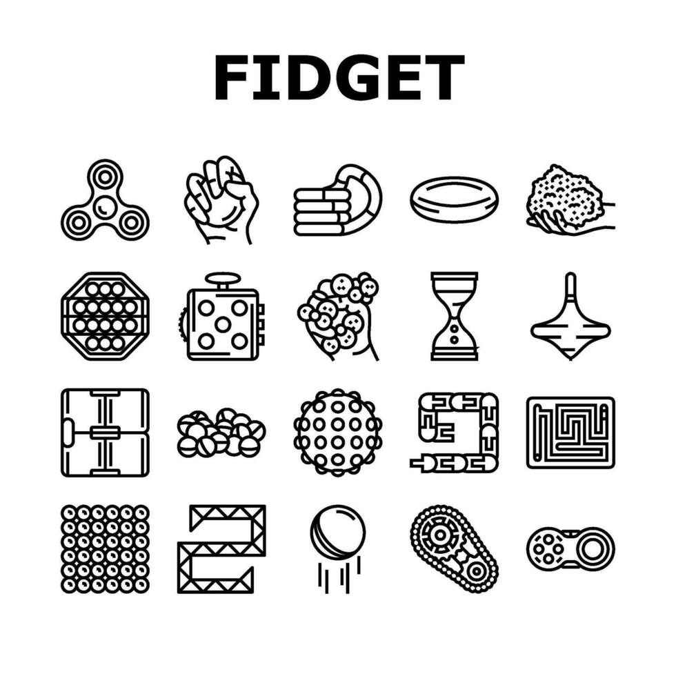 fidget toy fun antistress game icons set vector