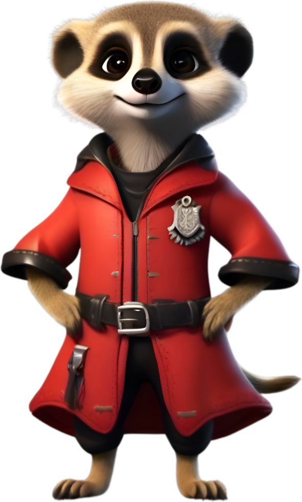 AI generated Cute Meerkat in a cartoon character. AI-Generated. png