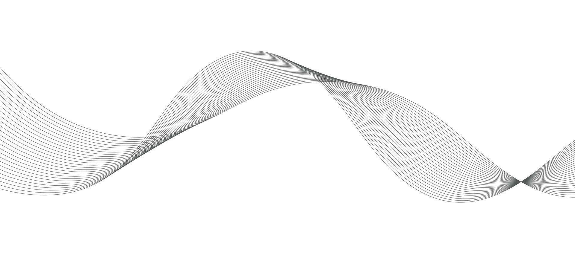 Abstract wave element for design. Digital frequency track equalizer. Stylized line art background. Vector illustration. Wave with lines created using blend tool. Curved wavy line, smooth stripe.