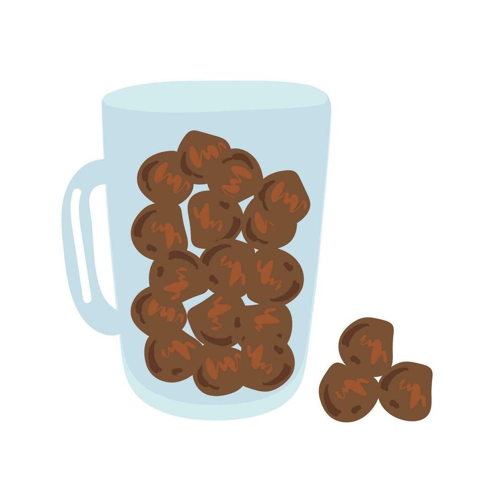 cup of hazelnut Vector illustration of a hazelnut peeled whole, chopped into halves. . Vector icon on the white background