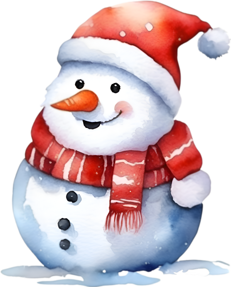 AI generated Colorful drawing of a cute Snowman. AI-Generated. png