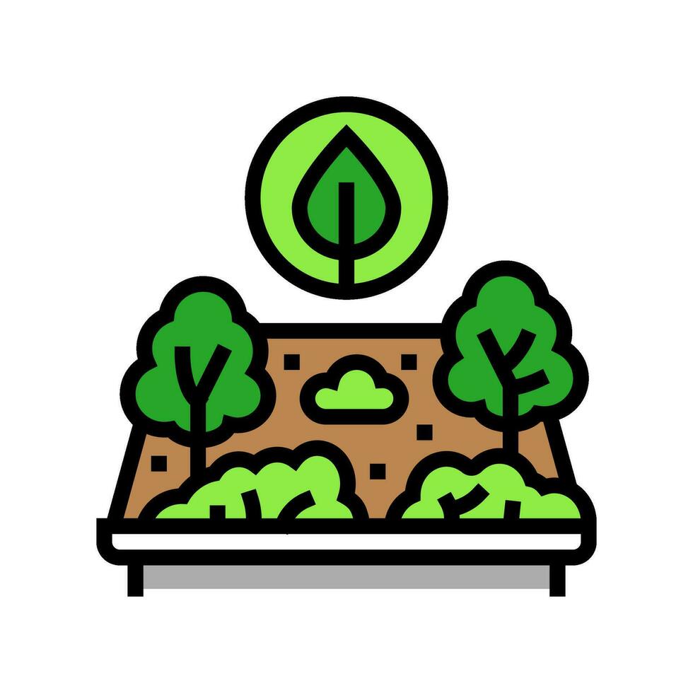 verde techos vivo color icono vector ilustración