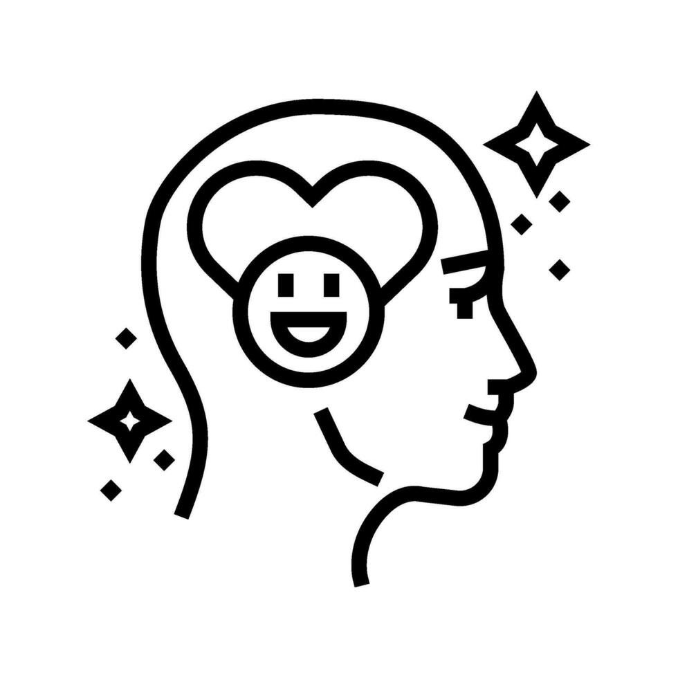 emotional well being mental health line icon vector illustration