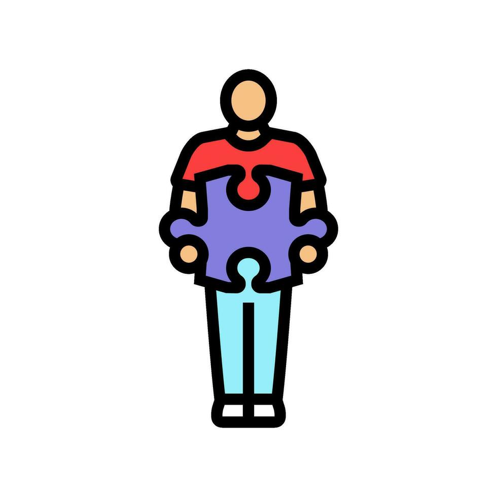 human jigsaw puzzle color icon vector illustration