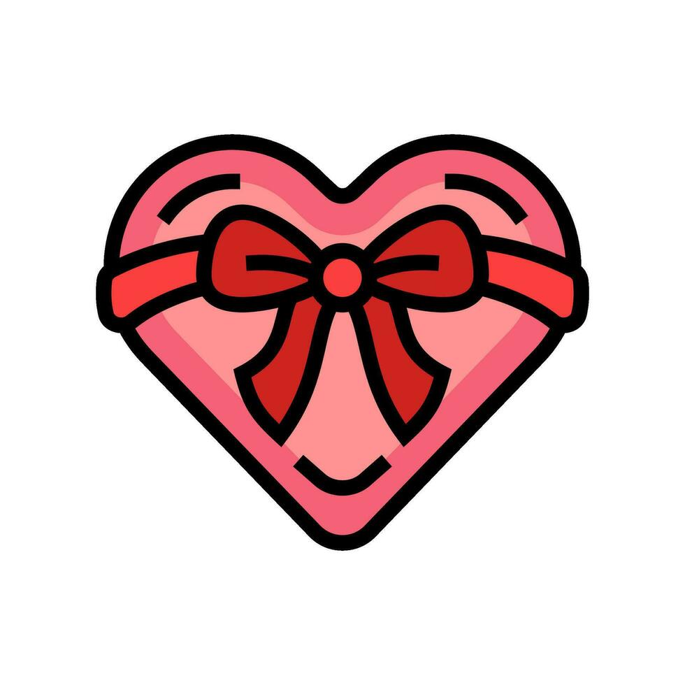 corazón regalo cinta arco color icono vector ilustración