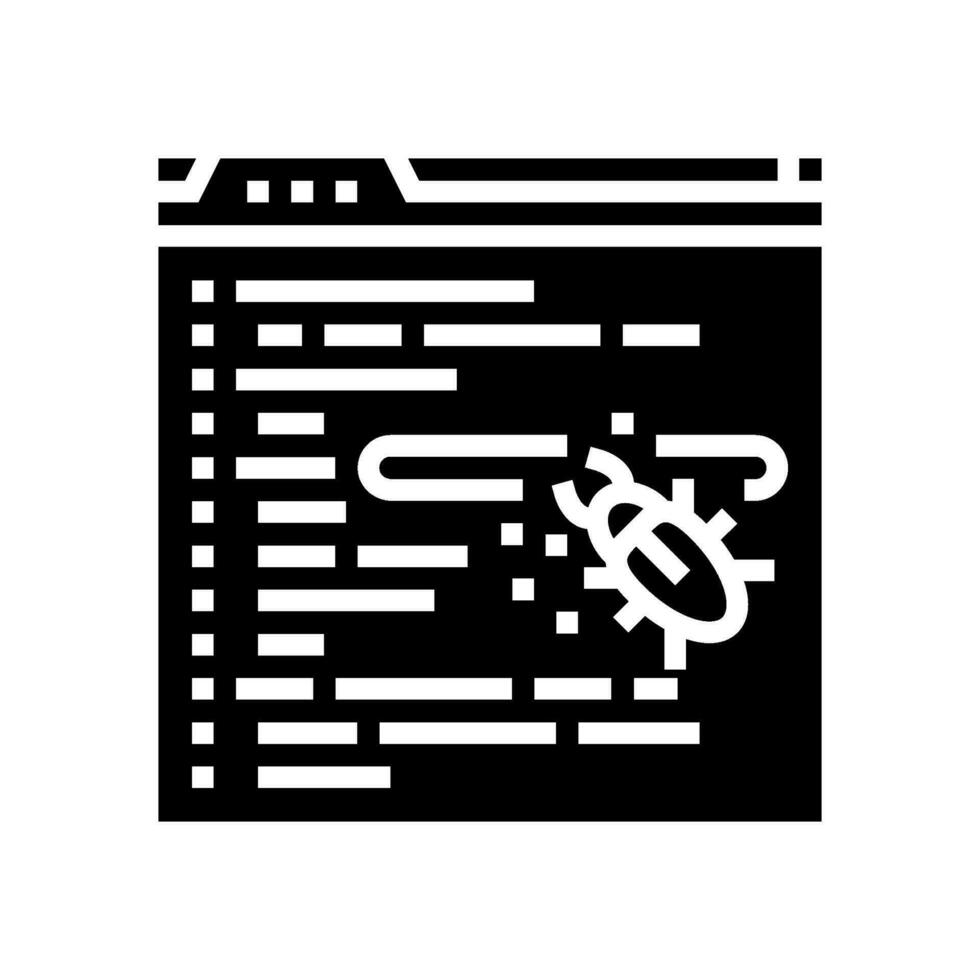 depuración código software glifo icono vector ilustración
