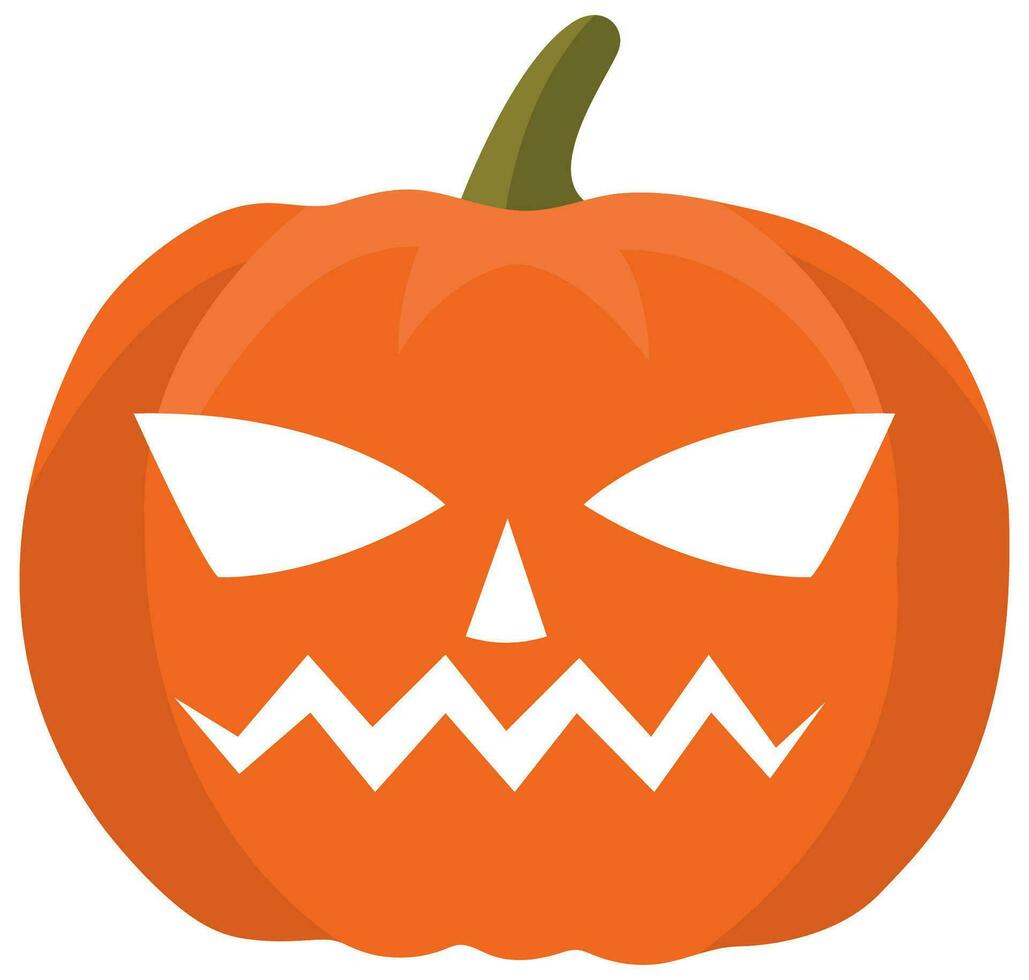 Halloween pumpkin with scary face on white background.. vector