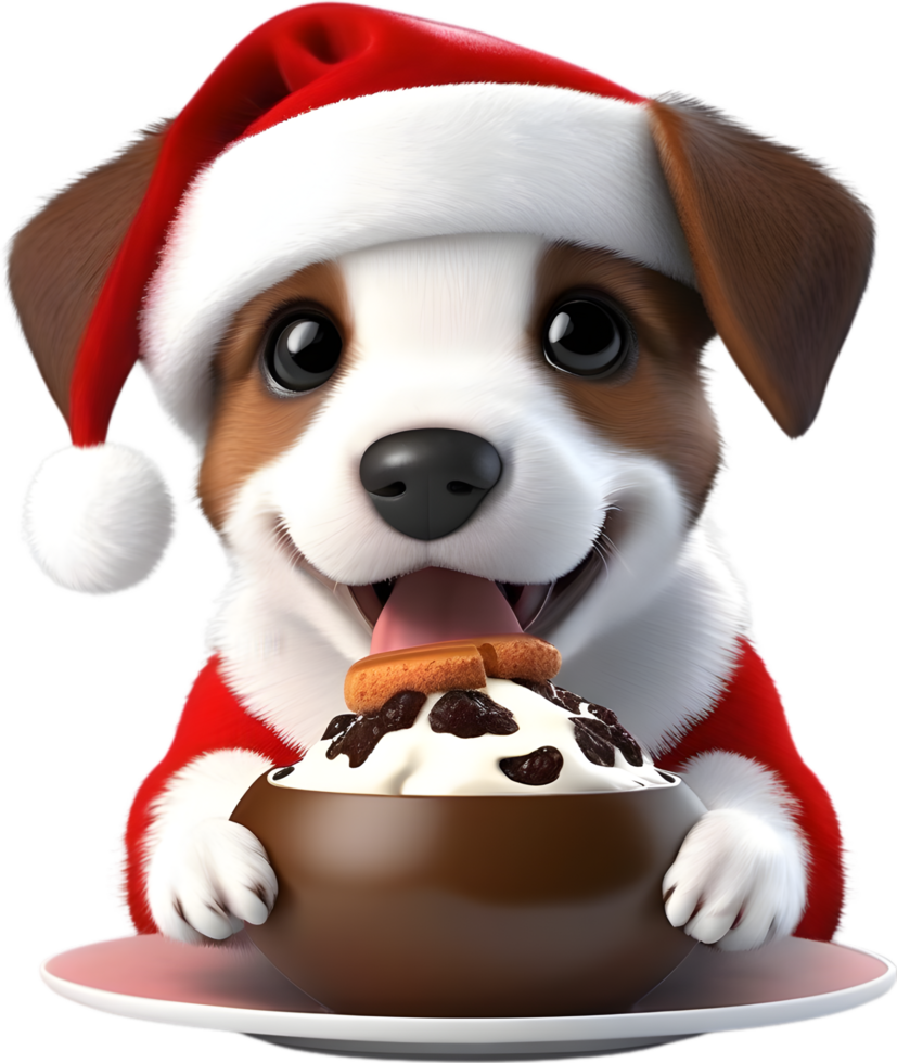 AI generated Puppy at a Christmas-themed party. AI-Generated. png
