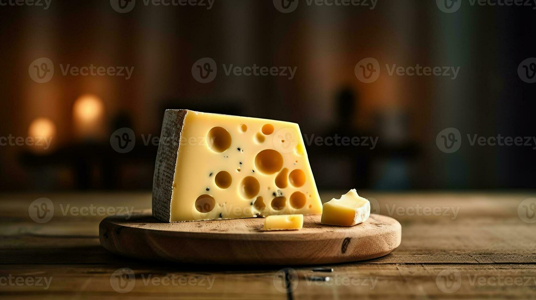 Savory Cheese Platter on a Rustic Wooden Table. Generative AI photo
