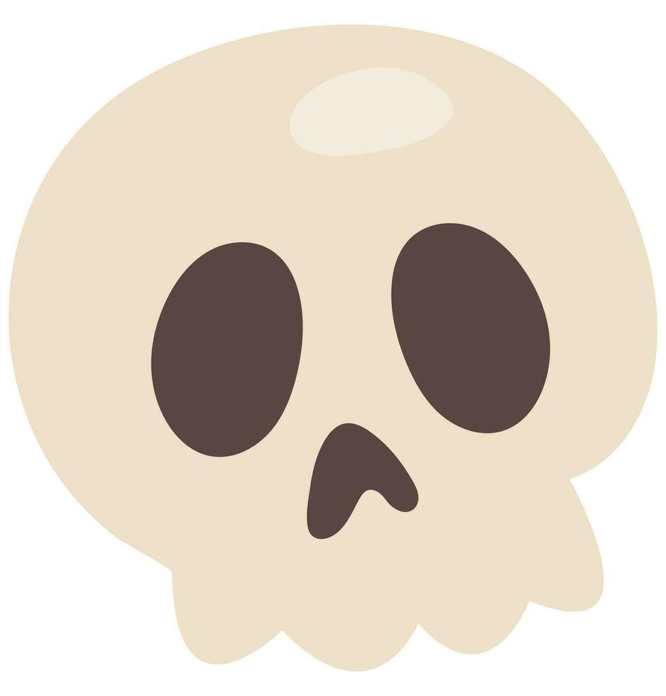 Spooky skull in cartoon style, skull vector illustration isolated on white background.