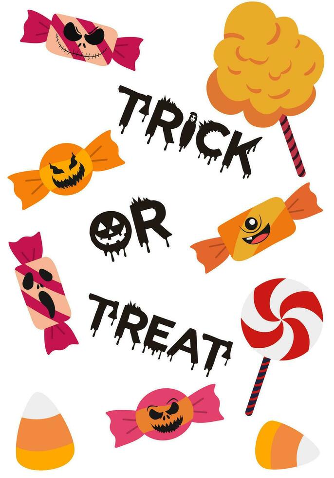 Banner with hand written lettering quote trick or treat. vector