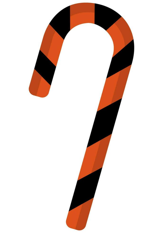 Halloween candy cane with orange and black stripes. vector