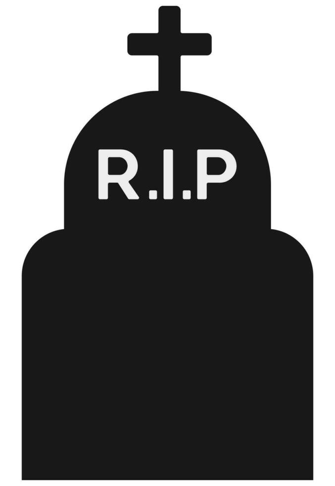 Tombstone silhouette for halloween isolated on white background. vector