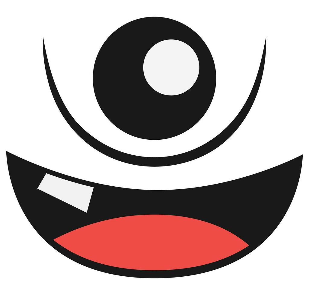 Cute cartoon monster one eye cyclops face. vector