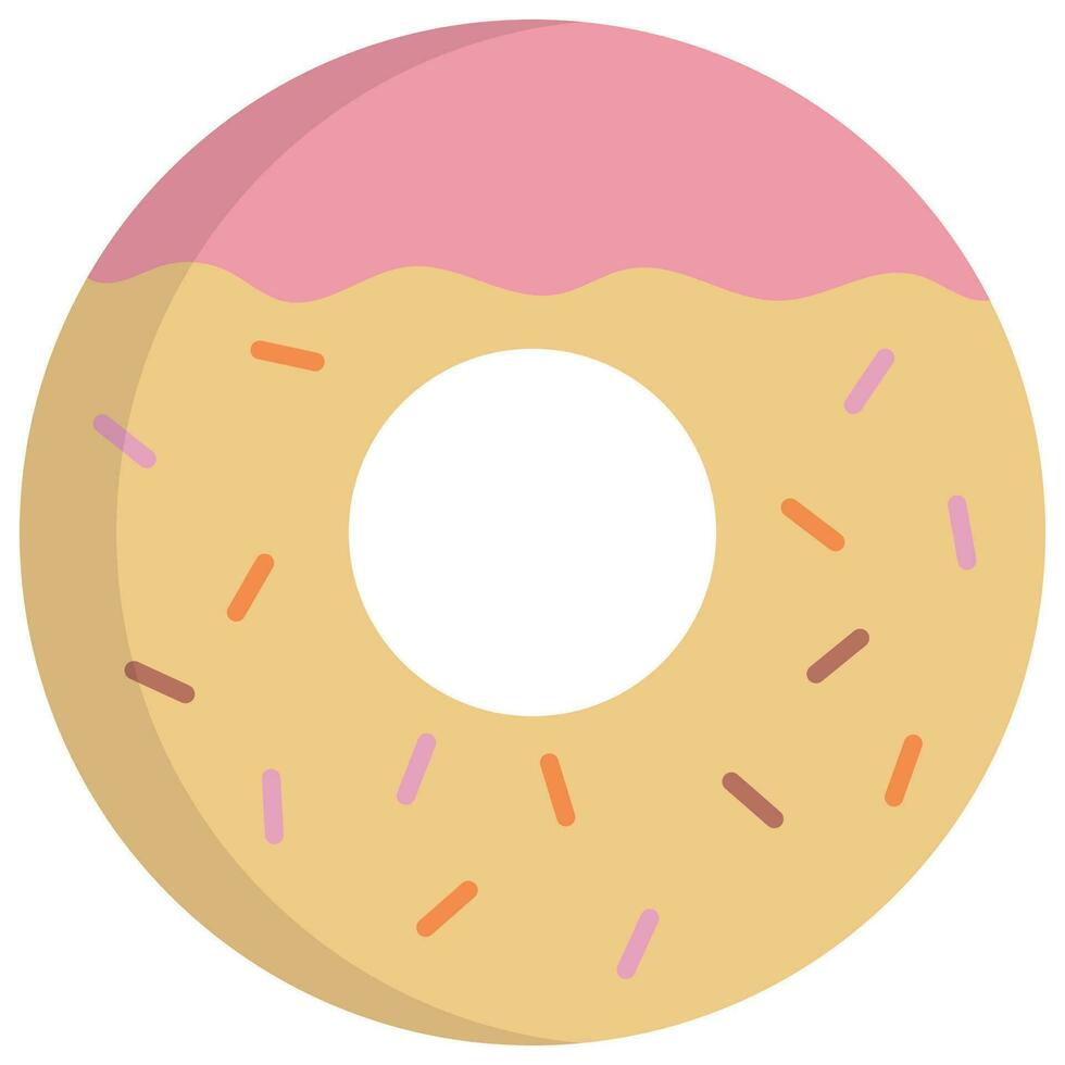 Cute Donut with pink glaze isolated on white background. vector