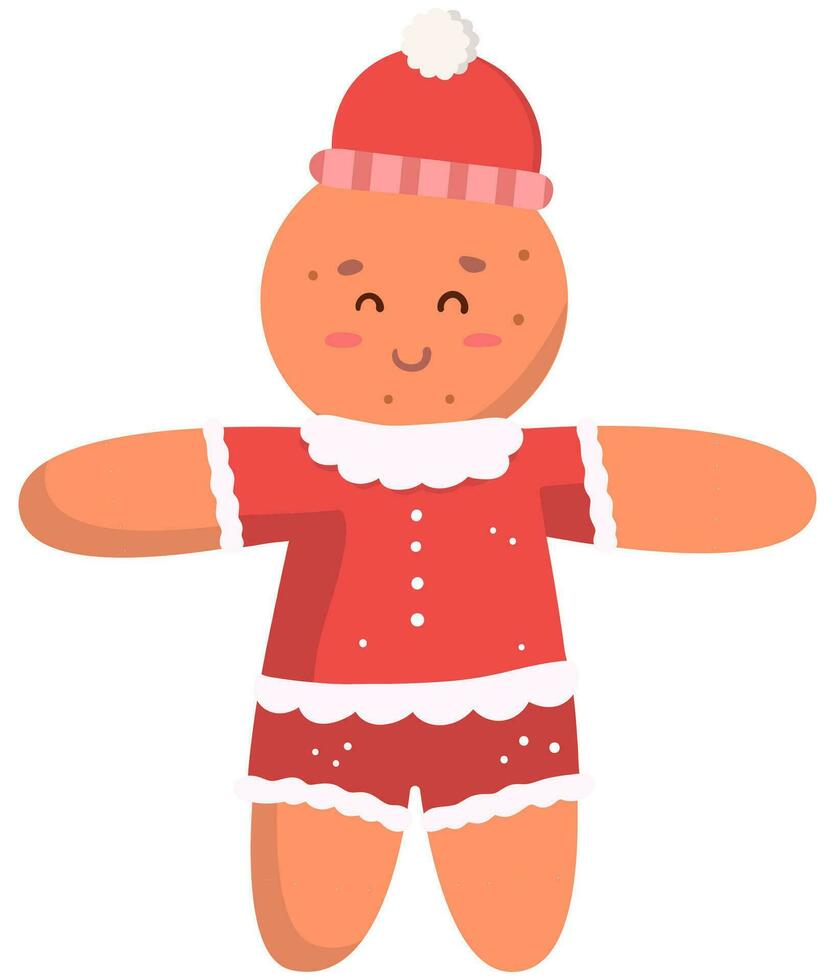 linda Navidad pan de jengibre hombre aislado en blanco antecedentes. vector