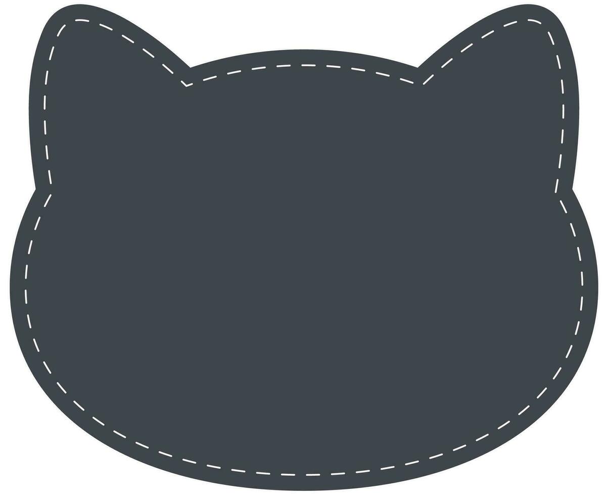 Cute black cat head face icon isolated on white background. vector
