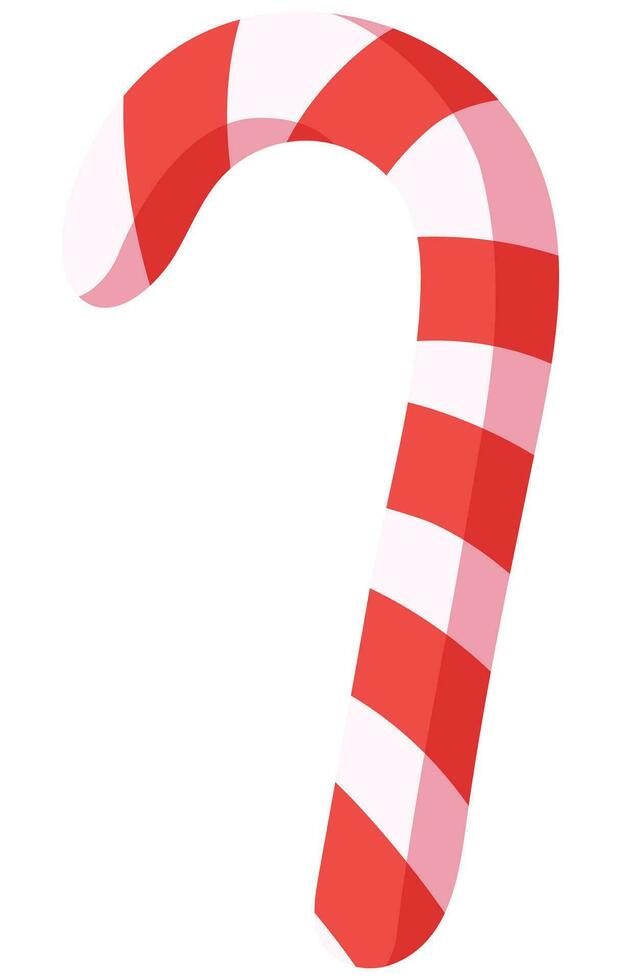 Candy cane christmas candy flat design vector illustration isolated on white background.
