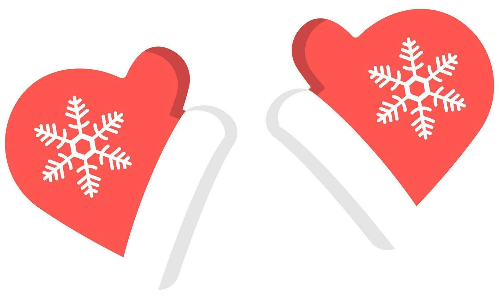 Red knitted mittens with snowflake symbol isolated on a white background. vector