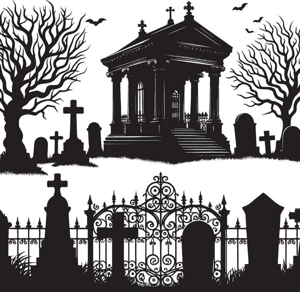 Cemetery mausoleum graveyard vector