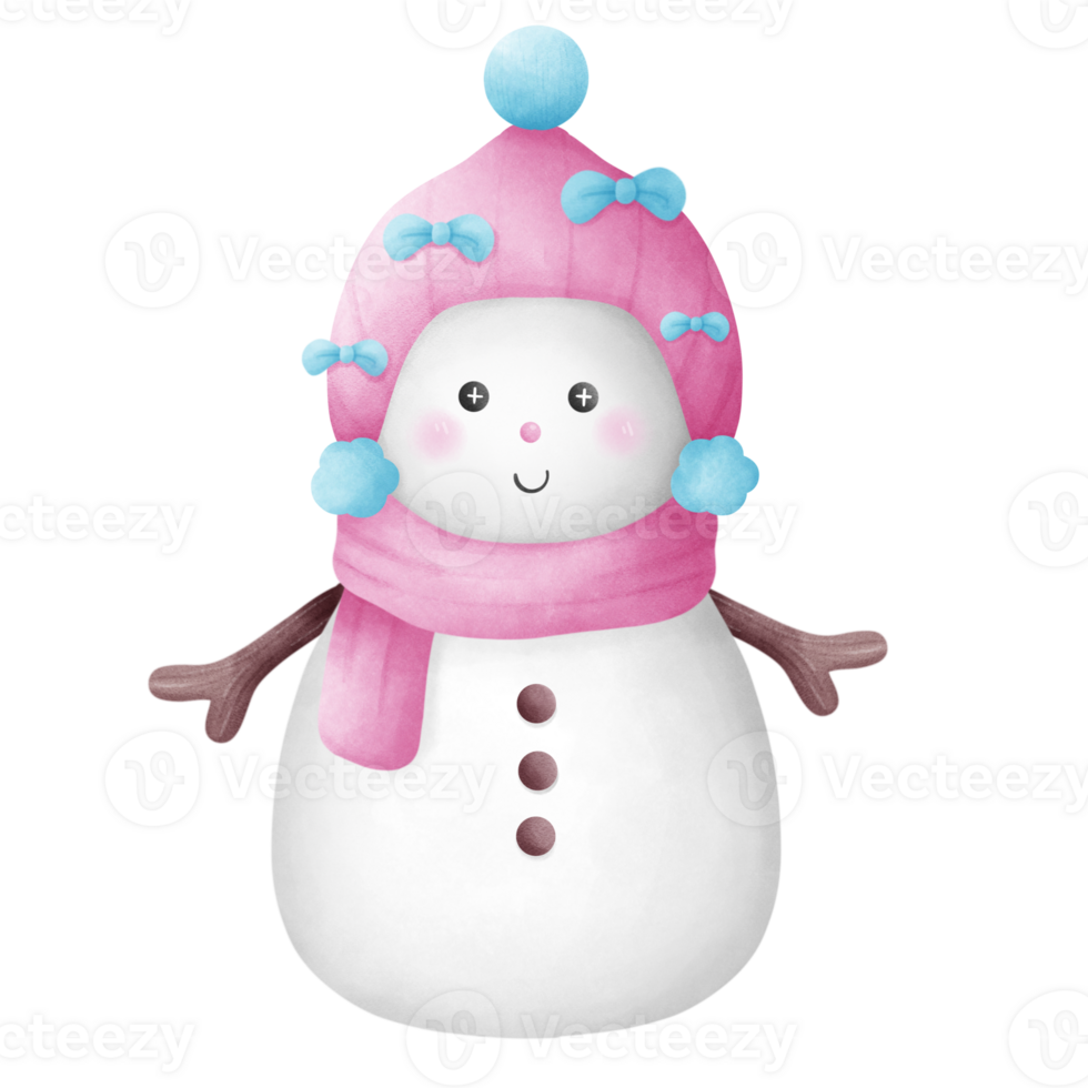 Cute pastel Christmas snowman illustration png