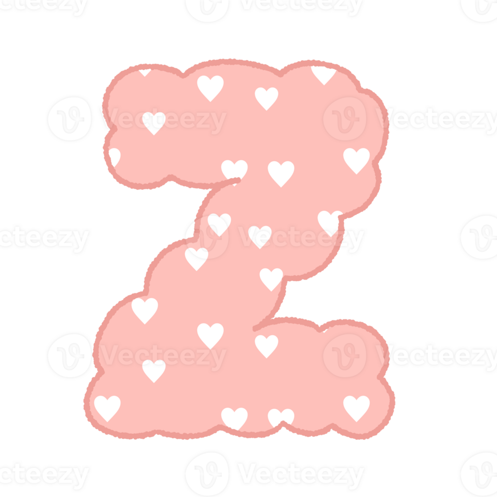 letter Alphabet Cloud Bubble heart pattern Cute Typography pastel colorful Trendy Retro Y2k childish for birthday nursery baby shower png