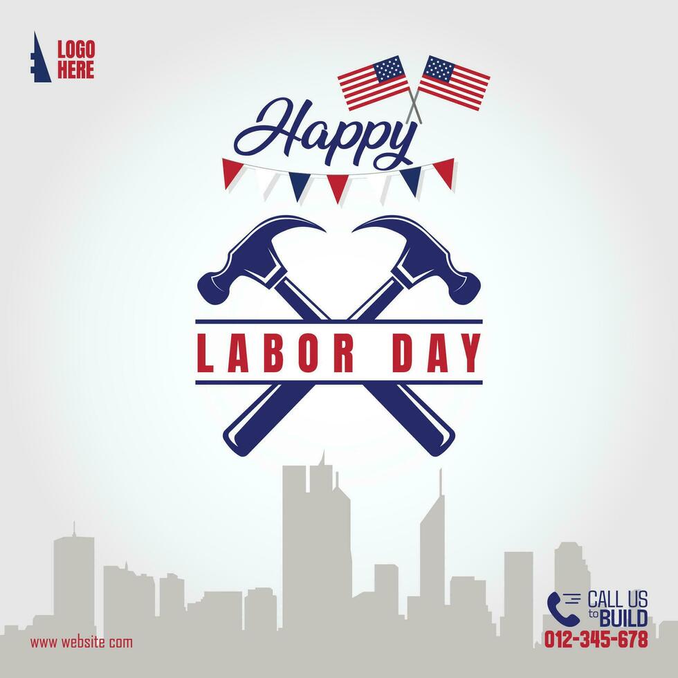 Labor day 1st may social media post template vector illustration