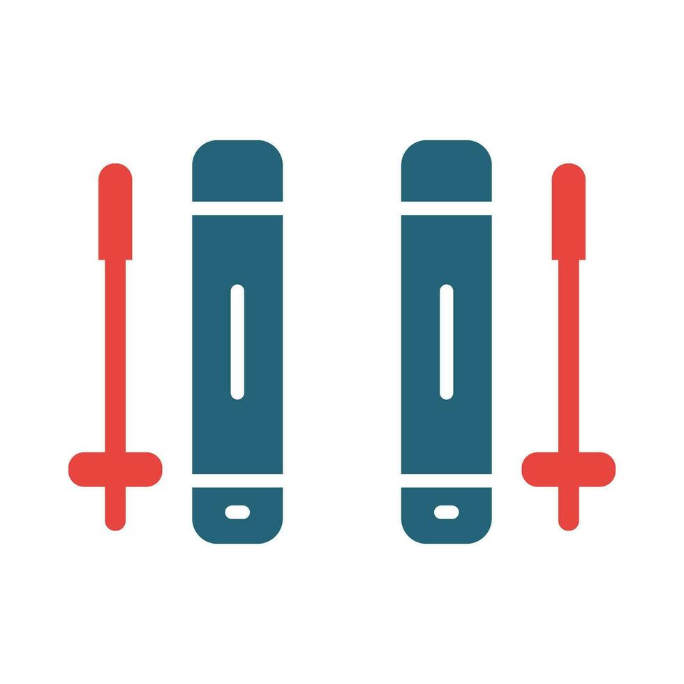 Ski Vector Glyph Two Color Icon For Personal And Commercial Use.