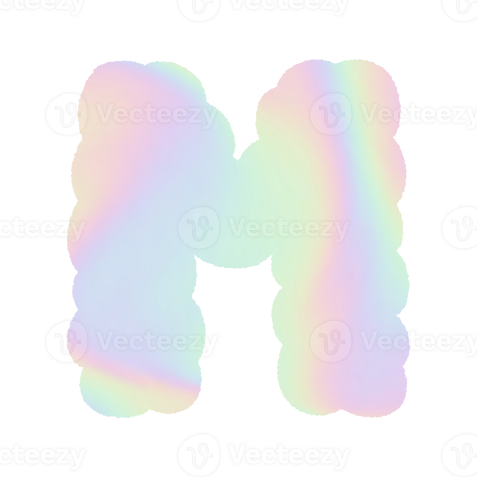 letter Holographic y2k Alphabet Cloud Bubble Cute Typography pastel colorful Trendy Retro childish for birthday nursery baby shower png