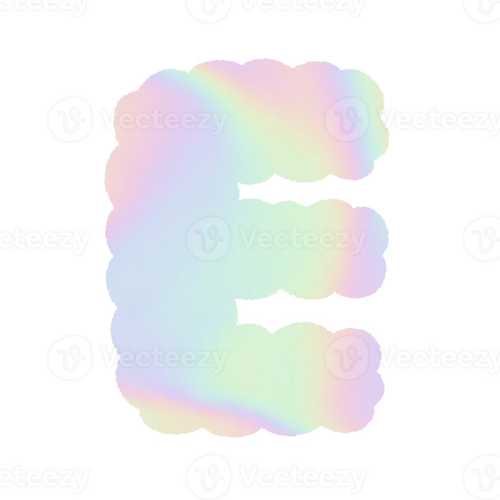 letter Holographic y2k Alphabet Cloud Bubble Cute Typography pastel colorful Trendy Retro childish for birthday nursery baby shower png