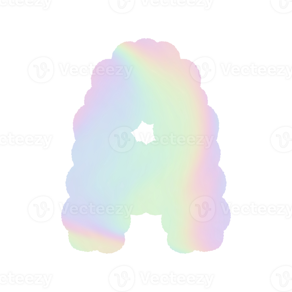 letter Holographic y2k Alphabet Cloud Bubble Cute Typography pastel colorful Trendy Retro childish for birthday nursery baby shower png