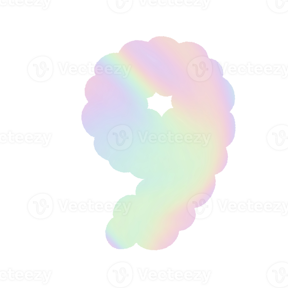 number Holographic y2k Alphabet Cloud Bubble Cute Typography pastel colorful Trendy Retro childish for birthday nursery baby shower png