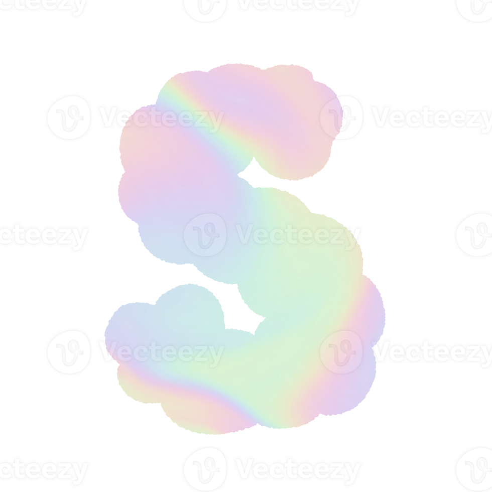 letter Holographic y2k Alphabet Cloud Bubble Cute Typography pastel colorful Trendy Retro childish for birthday nursery baby shower png