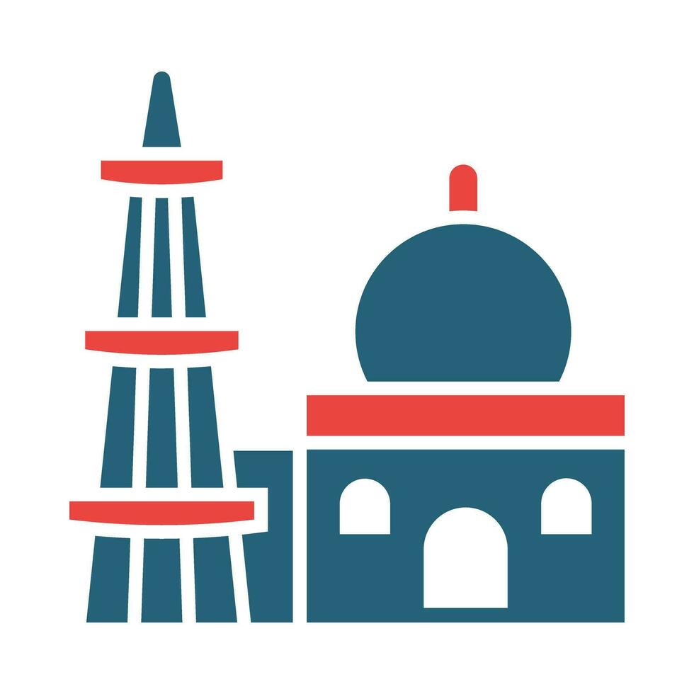 Qutub Minar Vector Glyph Two Color Icons For Personal And Commercial Use.
