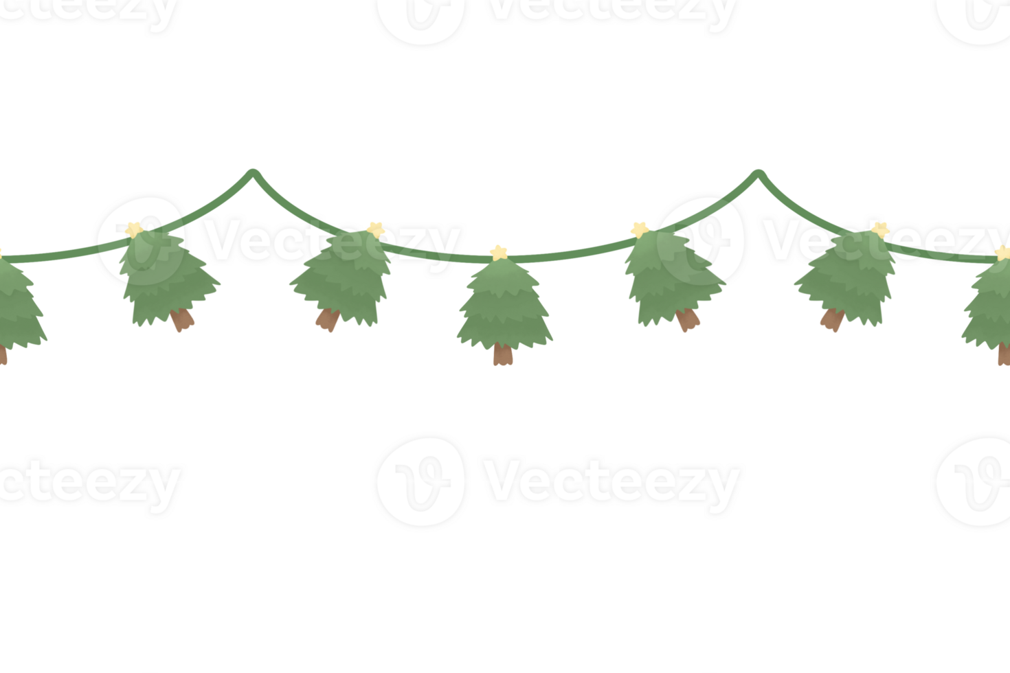 acquerello carino Natale albero nastro ornamento stella sospeso elemento scarabocchio confine natale telaio senza soluzione di continuità modello png