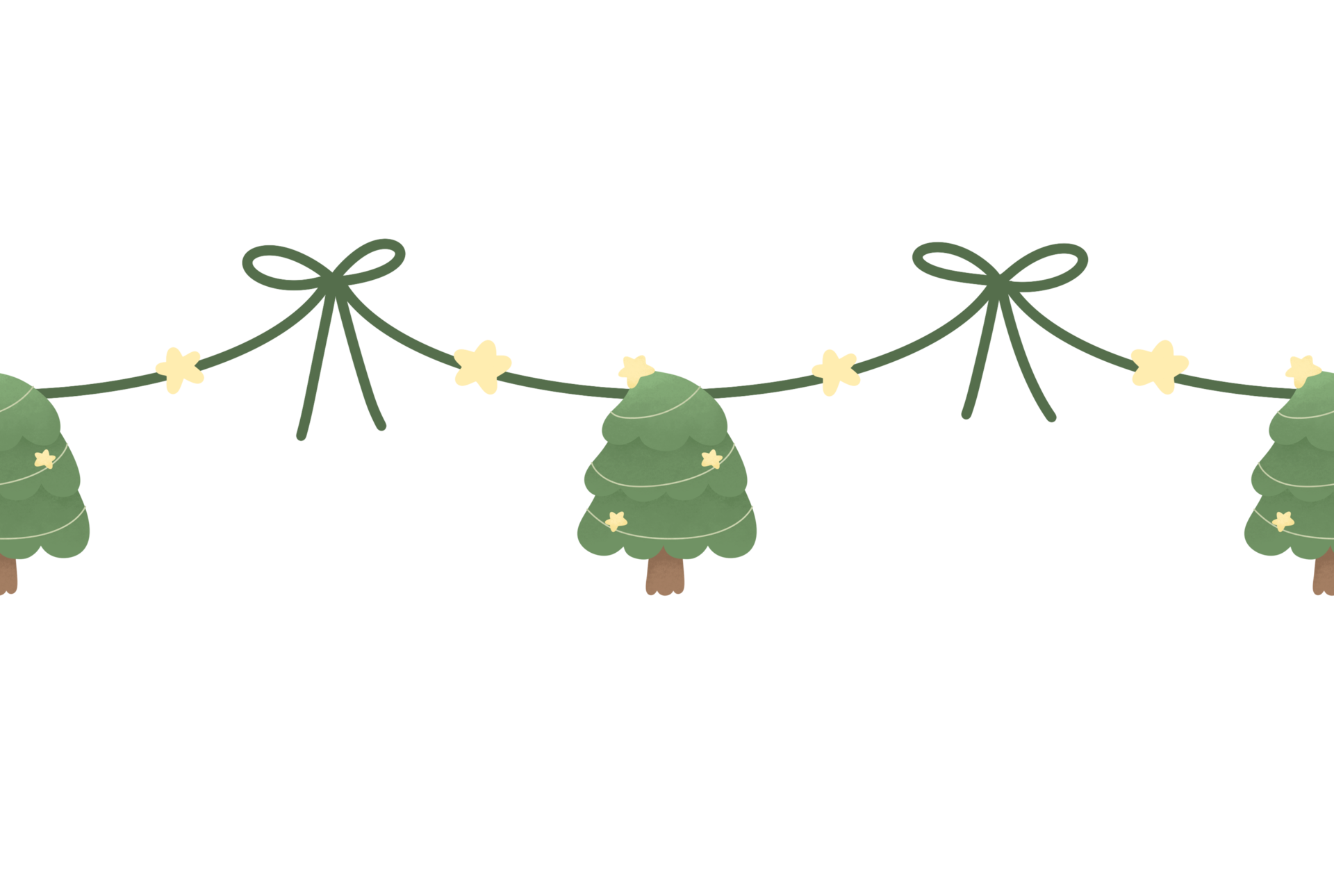 Watercolor cute christmas tree ribbon Ornament star Hanging Element