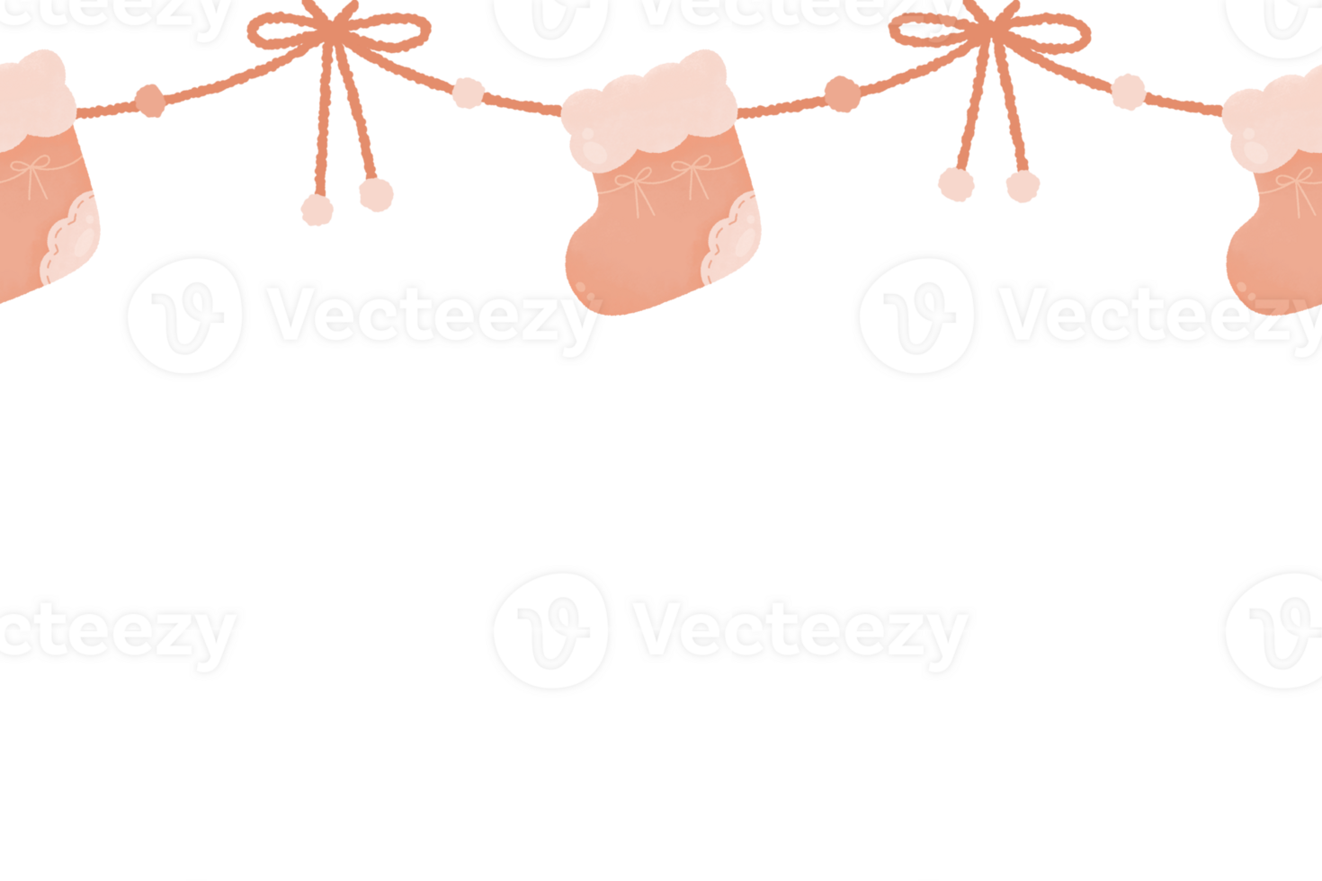 vattenfärg söt rosa jul strumpa band prydnad stjärna hängande element klotter gräns xmas ram png