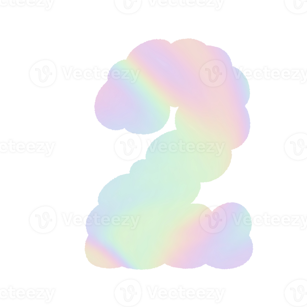 number Holographic y2k Alphabet Cloud Bubble Cute Typography pastel colorful Trendy Retro childish for birthday nursery baby shower png