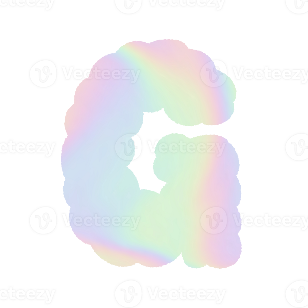 letter Holographic y2k Alphabet Cloud Bubble Cute Typography pastel colorful Trendy Retro childish for birthday nursery baby shower png