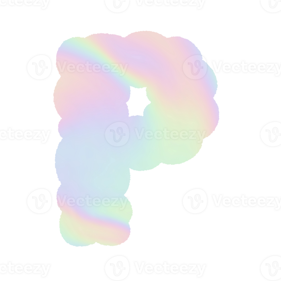 letter Holographic y2k Alphabet Cloud Bubble Cute Typography pastel colorful Trendy Retro childish for birthday nursery baby shower png